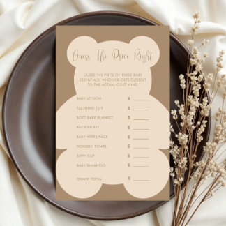 Papier Jeu de devinette de prix Beige Bearly Wait