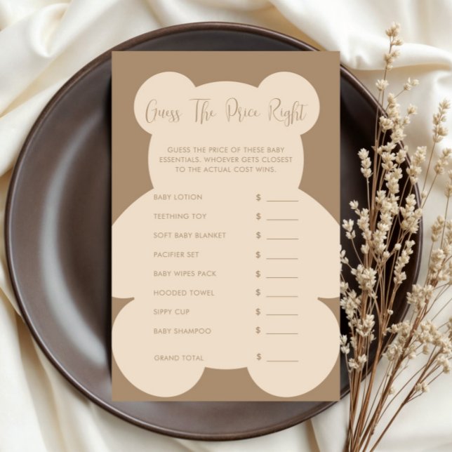 Papier Jeu de devinette de prix Beige Bearly Wait (Créateur téléchargé)