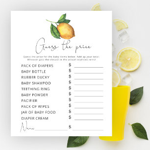 Papier Jeu de devinette de prix de baby shower au citron