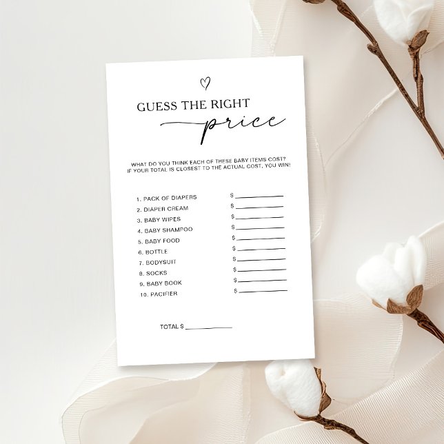 Papier Jeu de devinette de prix pour Baby Shower (Créateur téléchargé)
