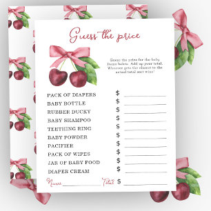 Papier Jeu de devinette de prix pour baby shower Cherry b