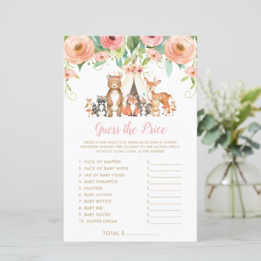 Papier Jeu de devinette de prix pour Baby Shower sur les (Debout devant)