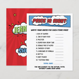 Papier Jeu de devinette de prix pour une Baby Shower sur