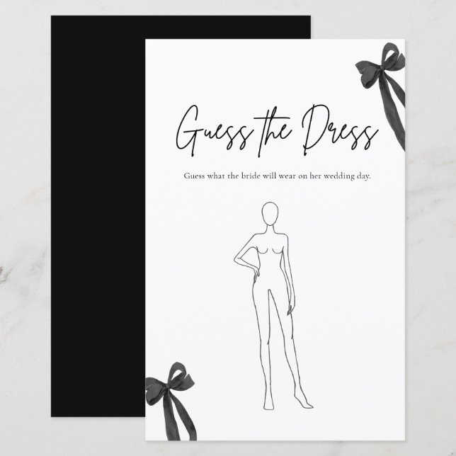 Papier Jeu de devinette de robe de mariée à nœud noir (Devant / Derrière)