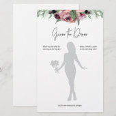 Papier Jeu de devinette de robe de mariée florale de Bour (Devant / Derrière)