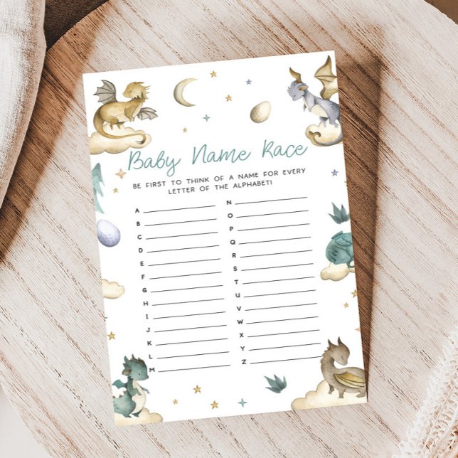 Papier Jeu de devinette du nom de bébé Shower Little Drag (Dragon Baby Shower Game)