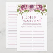 Papier Jeu de devinette du nom du couple LGBTQ Roses Viol (Devant / Derrière)