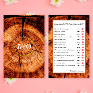 Papier Jeu de devinette en bois pour mariage rustique, je
