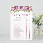 Papier Jeu de devinette floral violet pour enterrement de (Debout devant)