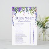 Papier Jeu de devinette floral violet pour enterrement de (Debout devant)