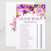 Papier Jeu de devinette floral violet pour enterrement de (Devant / Derrière)