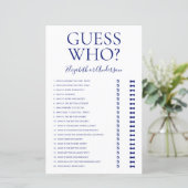 Papier Jeu de devinette Mariage Bleu Nuit (Debout devant)