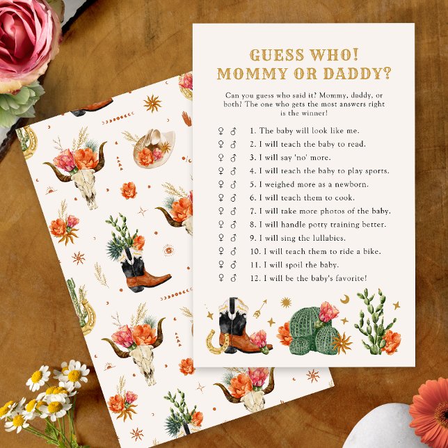 Papier Jeu de devinette occidental (Western Theme Guess Who Game Card by Painted Paperie
)