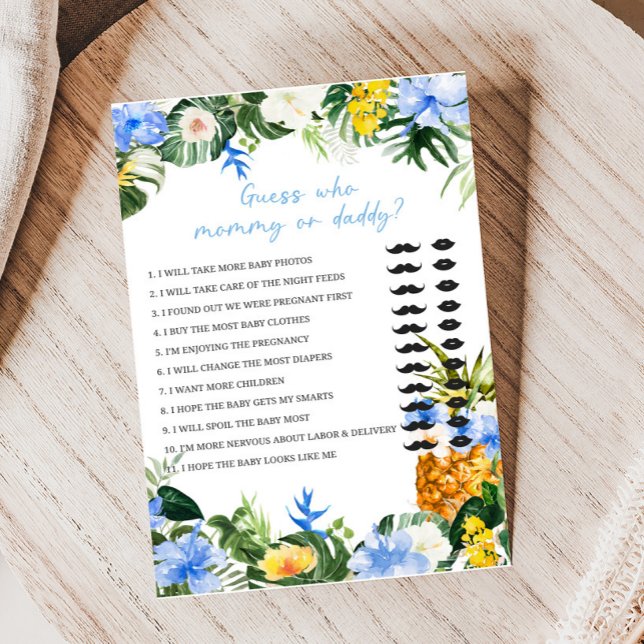 Papier Jeu de devinette pour Baby Shower Aloha Pineapple (Aloha Baby Baby Shower Game)