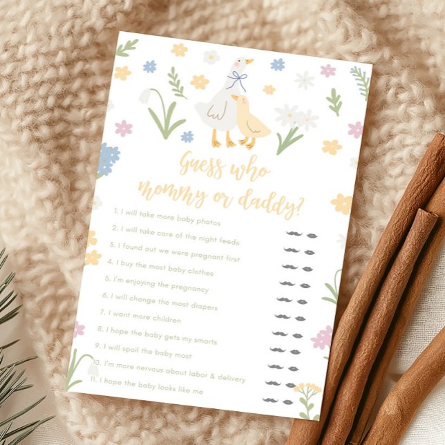 Papier Jeu de devinette pour Baby Shower Bébé Gingham Sil (Silly Goose Baby Shower Game)