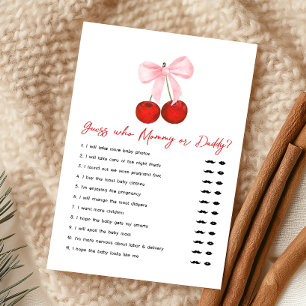 Papier Jeu de devinette pour Baby Shower Cerise sur le Gâ