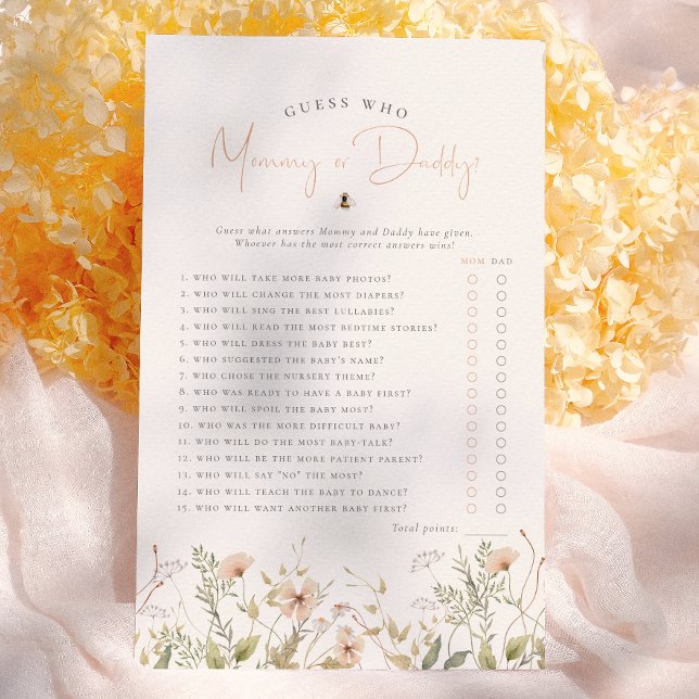 Papier Jeu de devinette pour Baby Shower Fille Boho Wildf (Créateur téléchargé)