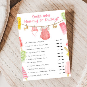 Papier Jeu de devinette pour Baby Shower Fille Esquimau