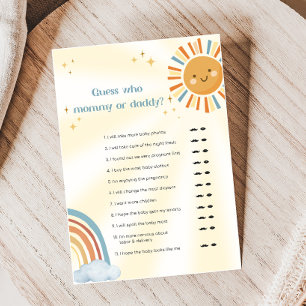 Papier Jeu de devinette pour Baby Shower Retro Sunshine