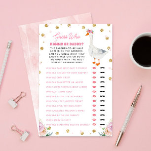 Papier Jeu de devinette pour Baby Shower Silly Goose