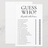 Papier Jeu de devinette pour enterrement de vie de jeune  (Devant / Derrière)