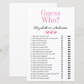 Papier Jeu de devinette pour la fête de mariage (Devant / Derrière)