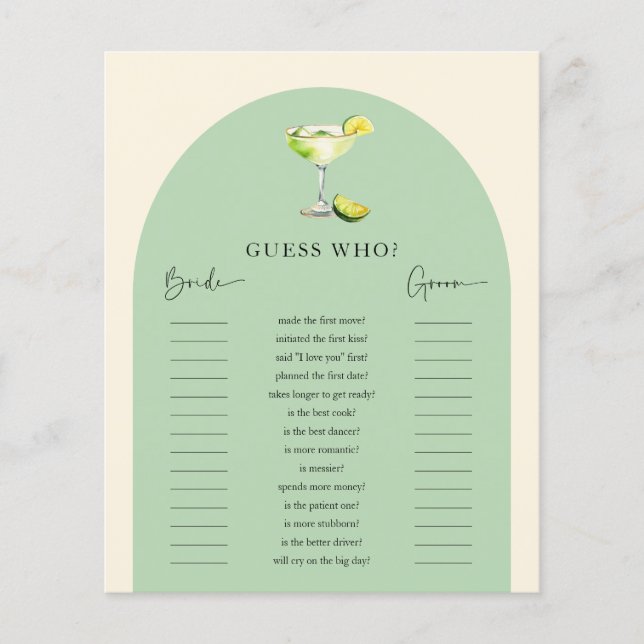 Papier Jeu de devinette pour la fête de mariage de Margs  (Devant)