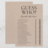 Papier Jeu de devinette Rustique pour la douche de mariée (Devant / Derrière)