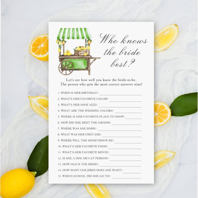 Papier Jeu de devinette sur la mariée au citron agrumes (Créateur téléchargé)