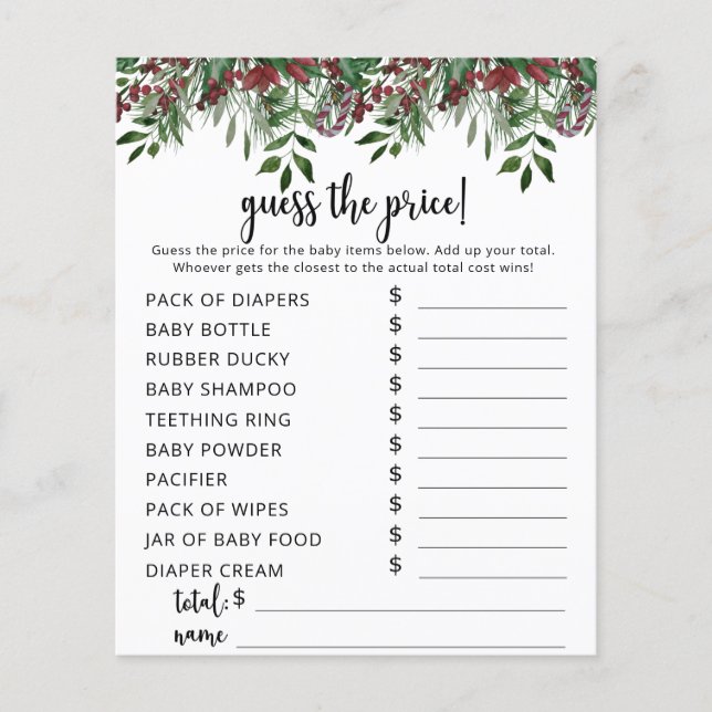 Papier Jeu de devis de prix à feuillage persistant (Devant)