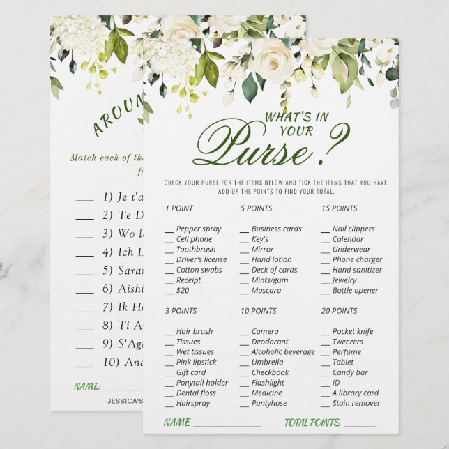 Papier Jeu de double face Fleurs de roses blanches pour l (Devant / Derrière)