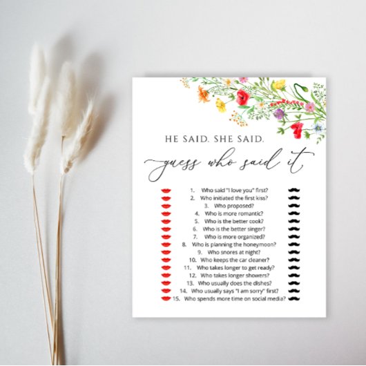 Papier Jeu de douche de mariée aux fleurs élégantes