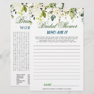 Papier Jeu de douche de mariée floral à double face Roses