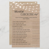 Papier Jeu de douche de mariée rustique que le marié a di (Devant / Derrière)