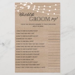 Papier Jeu de douche de mariée rustique que le marié a di