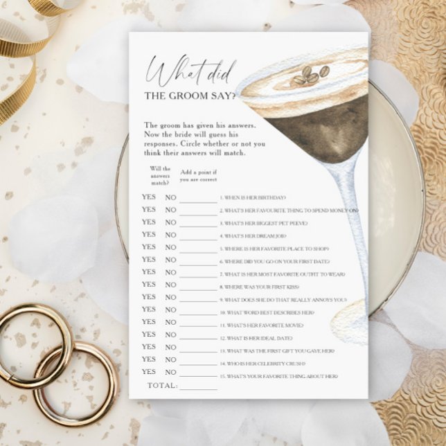 Papier Jeu de douche de mariée sur le café Que a dit le m (Créateur téléchargé)