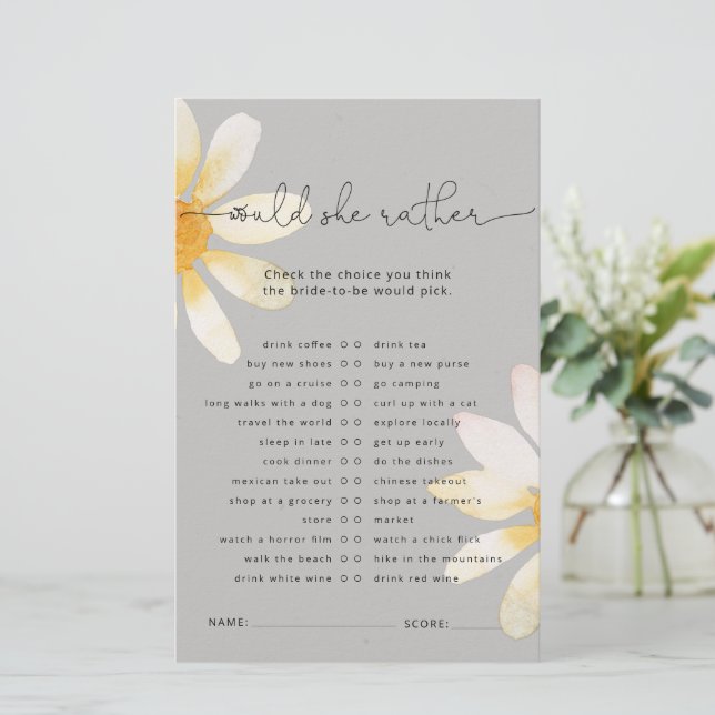 Papier Jeu de douche fleur sauvage aquarelle (Debout devant)