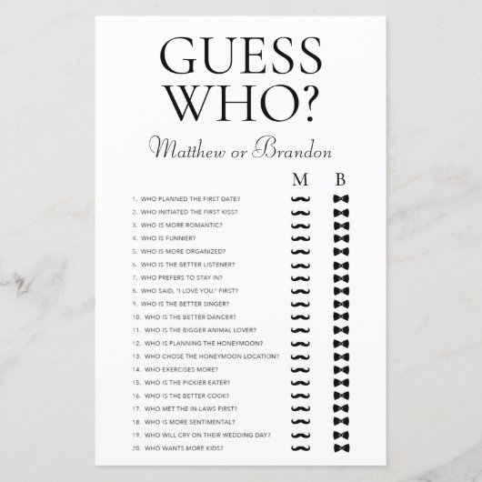 Papier Jeu de douche Guess Who LGBTQ (Devant)