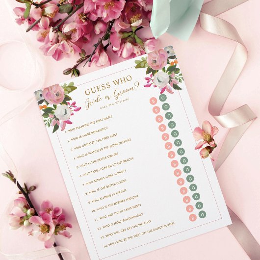 Papier Jeu de douche modifiable rose floral mariée salle