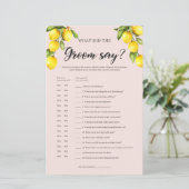 Papier Jeu de douche nuptiale au citron Que le marié a di (Debout devant)