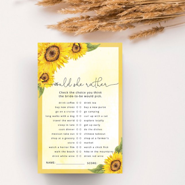 Papier Jeu de douche nuptiale de tournesol aquarelle (Créateur téléchargé)