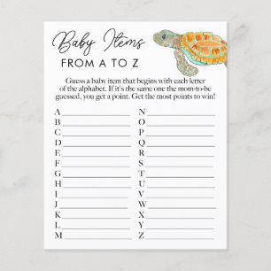 Papier Jeu de douche pour bébé Tortue de mer de A à Z