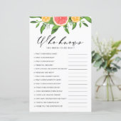 Papier Jeu de douche Qui connaît le mieux la mariée au pa (Debout devant)