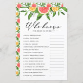 Papier Jeu de douche Qui connaît le mieux la mariée au pa (Devant / Derrière)