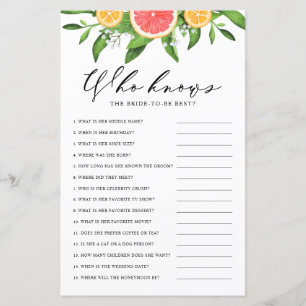 Papier Jeu de douche Qui connaît le mieux la mariée au pa