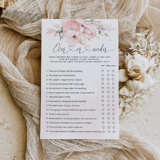 Papier Jeu de douches nuptiales ou sur fond floral