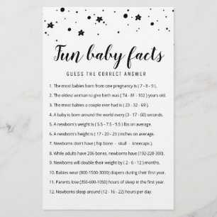 Papier Jeu de faits amusants sur bébé avec réponses pour