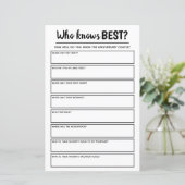 Papier Jeu de fête Anniversaire qui connaît le mieux & lu (Debout devant)