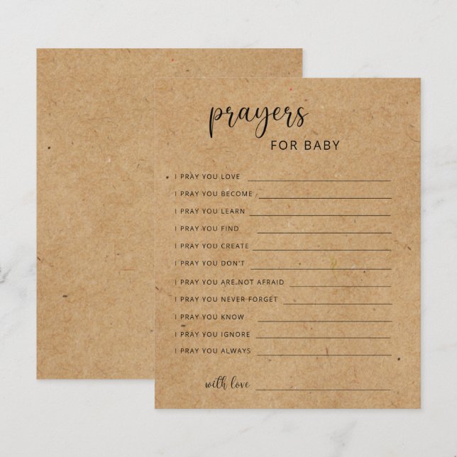 Papier Jeu de fête artisanat rustique | prières pour bébé (Devant / Derrière)
