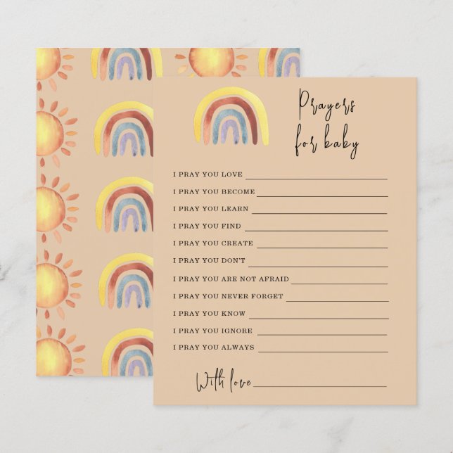 Papier Jeu de fête Boho Rainbow Party | prières pour bébé (Devant / Derrière)